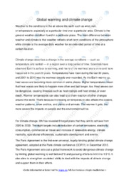 Global warming and climate change | Essay