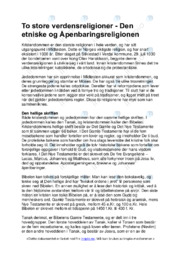 Verdensreligioner, den etniske og åpenbaringsreligion | Oppgave