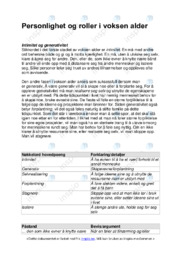 Personlighet og roller i voksen alder | Oppgave i sosialkunnskab
