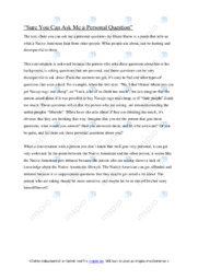 Sure you can ask me a personal question | Analyse | Diane Burns