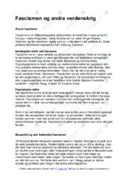Fascismen og andre verdenskrig | Oppgave i historie