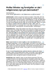 Religionenes syn på mennesket | Sammenlikning i religion