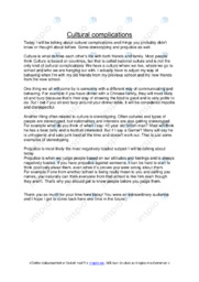 Cultural complications | Stereotyping and prejudice | Oppgave