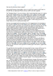 The American dream | Essay | Oppgave | Engelsk