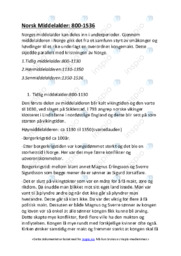 Norsk Middelalder | 800-1536 | Sammendrag | Historie