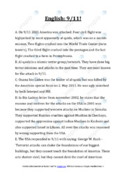 November 9 2001 | Twin towers | Assignment | Engelsk