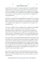 Cultural knowledge is the key | Tekst | Oppgave | Engelsk