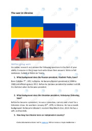 The war in Ukraine | Oppgaver | Engelsk