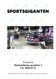 Sportsgiganten | Oppgave | Tentamen | Markedføring og ledelse