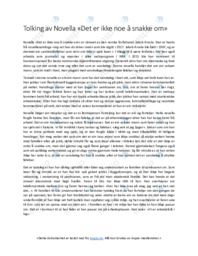 Det er ikke noe å snakke om | Tolking av Novella | Jakob Arvola